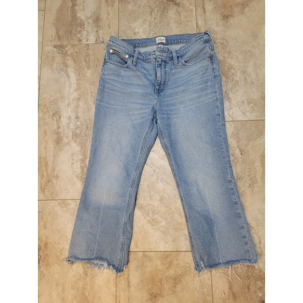 J Crew Women's Ankle Length Ripped Frayed Hem Denim Jeans Sz 30